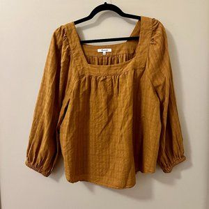 Madewell - Square-neck, Bubble-sleeve Top in Mustard - Size Large